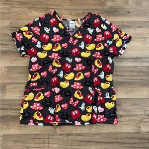 Disney Black and Red Minnie Mouse Scrub Top